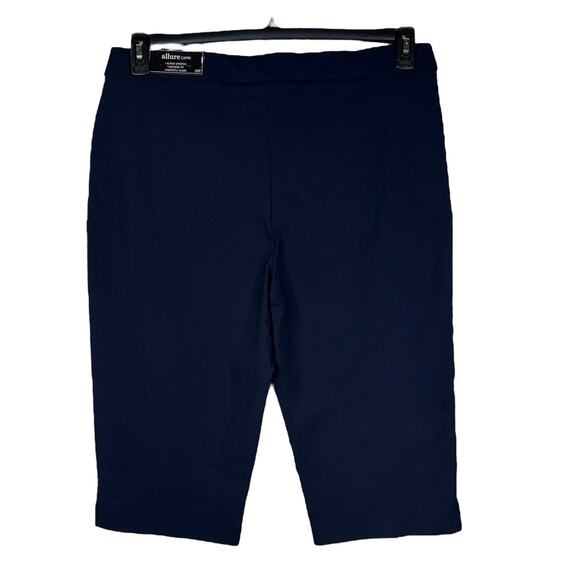 Alfred Dunner Petite SZ 16P Allure Capris Stretch Pull-On Flat Front Pocket Navy - Picture 3 of 6